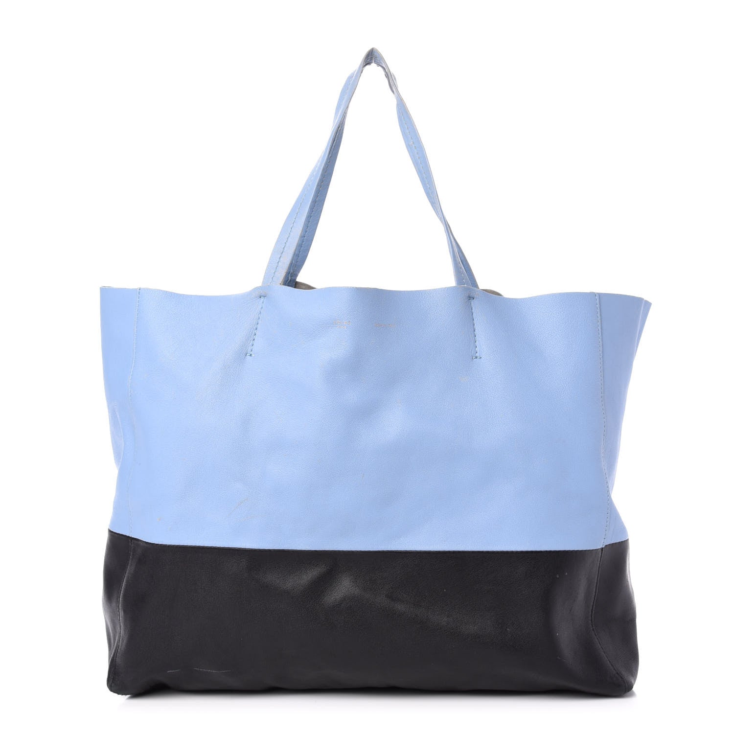 Celine Lambskin Horizontal Bi-Color Cabas Black Glacier 1 of 16