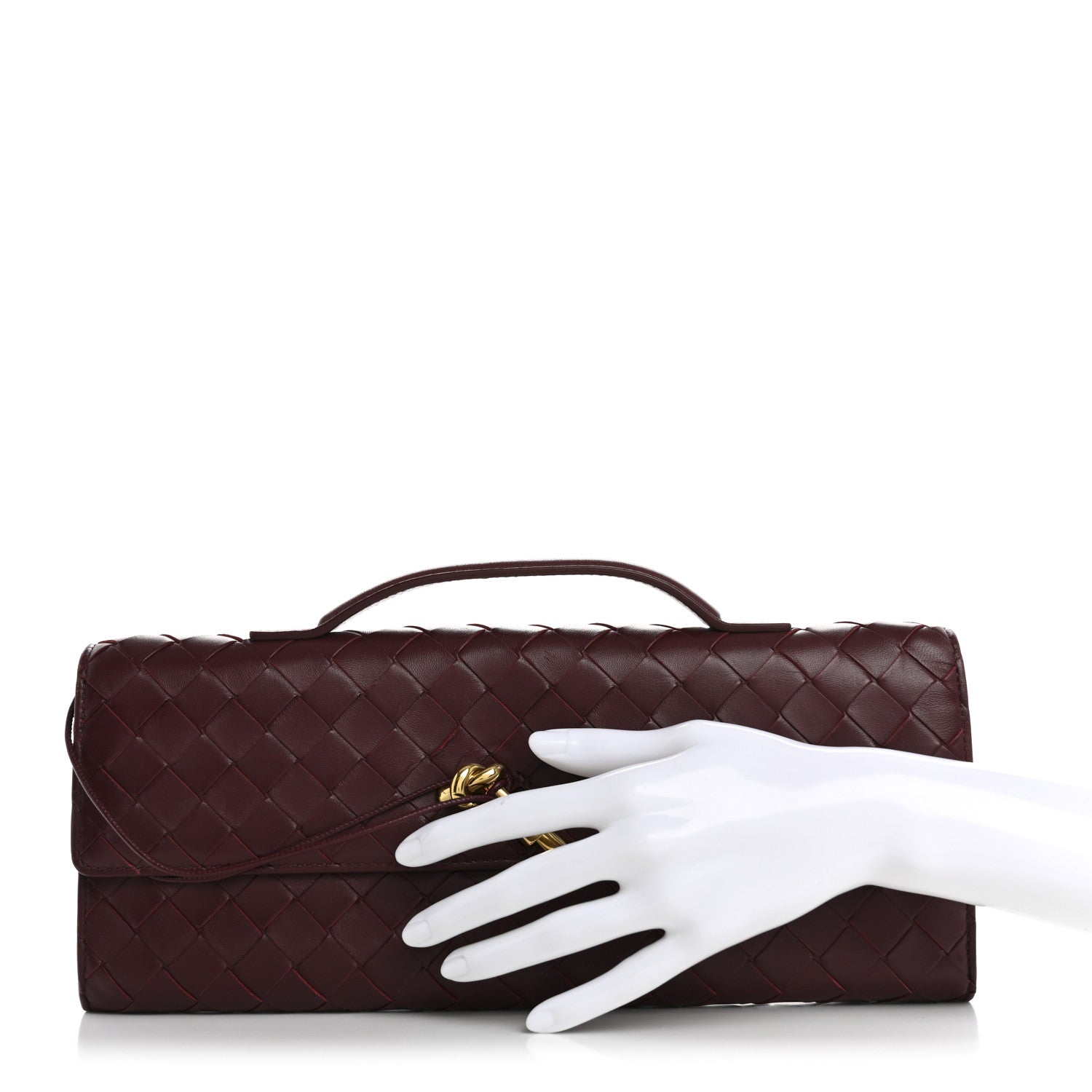 Bottega Veneta Nappa Intrecciato Long Andiamo Top Handle Clutch Barolo 2 of 9