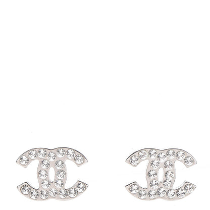 Chanel Crystal Timeless CC Earrings Silver 1 of 5