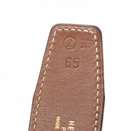 Leather Reversible H Belt 65 Gold Blanc