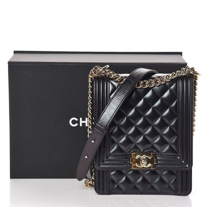 Chanel Iridescent Calfskin Quilted North South Boy Flap Black 14 of 14