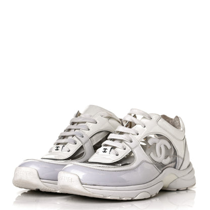 Chanel Calfskin Patent Transparent Womens CC Sneakers 38.5 White 6 of 18