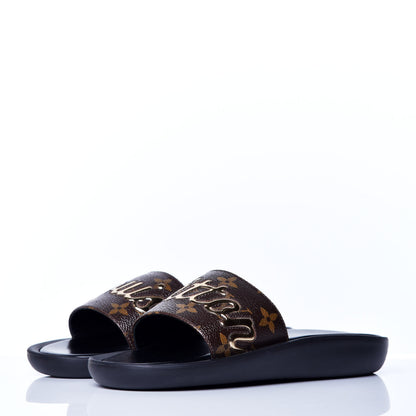 Louis Vuitton Metallic Calfskin Monogram Logo Sunbath Slide Sandals 36 3 of 8