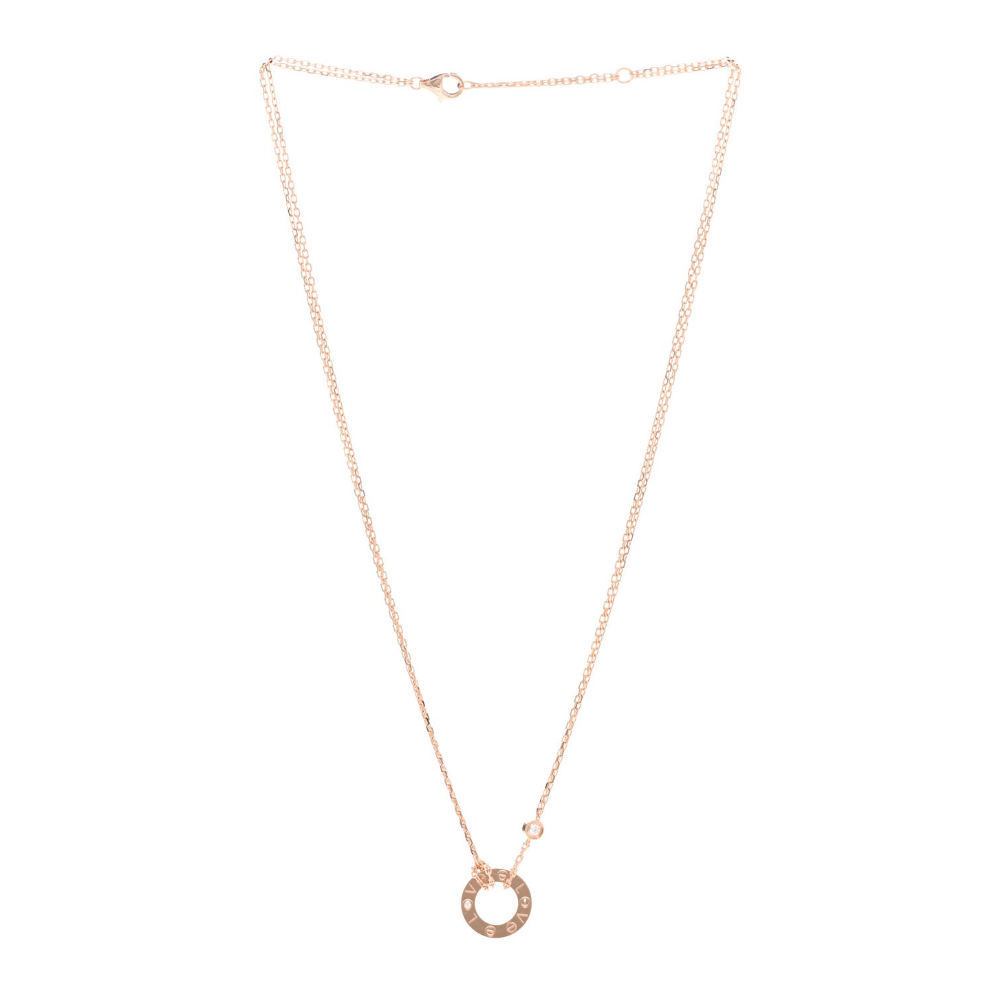 18K Pink Gold 2 Diamond LOVE Necklace