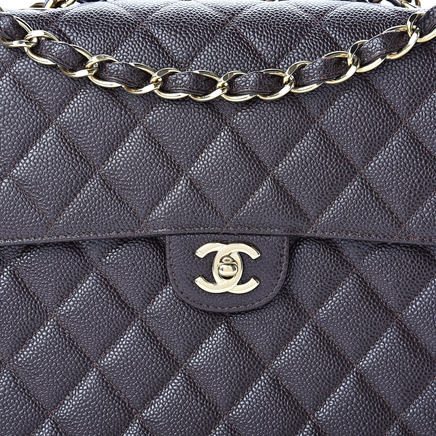 Caviar Quilted Jumbo Single Flap Brown