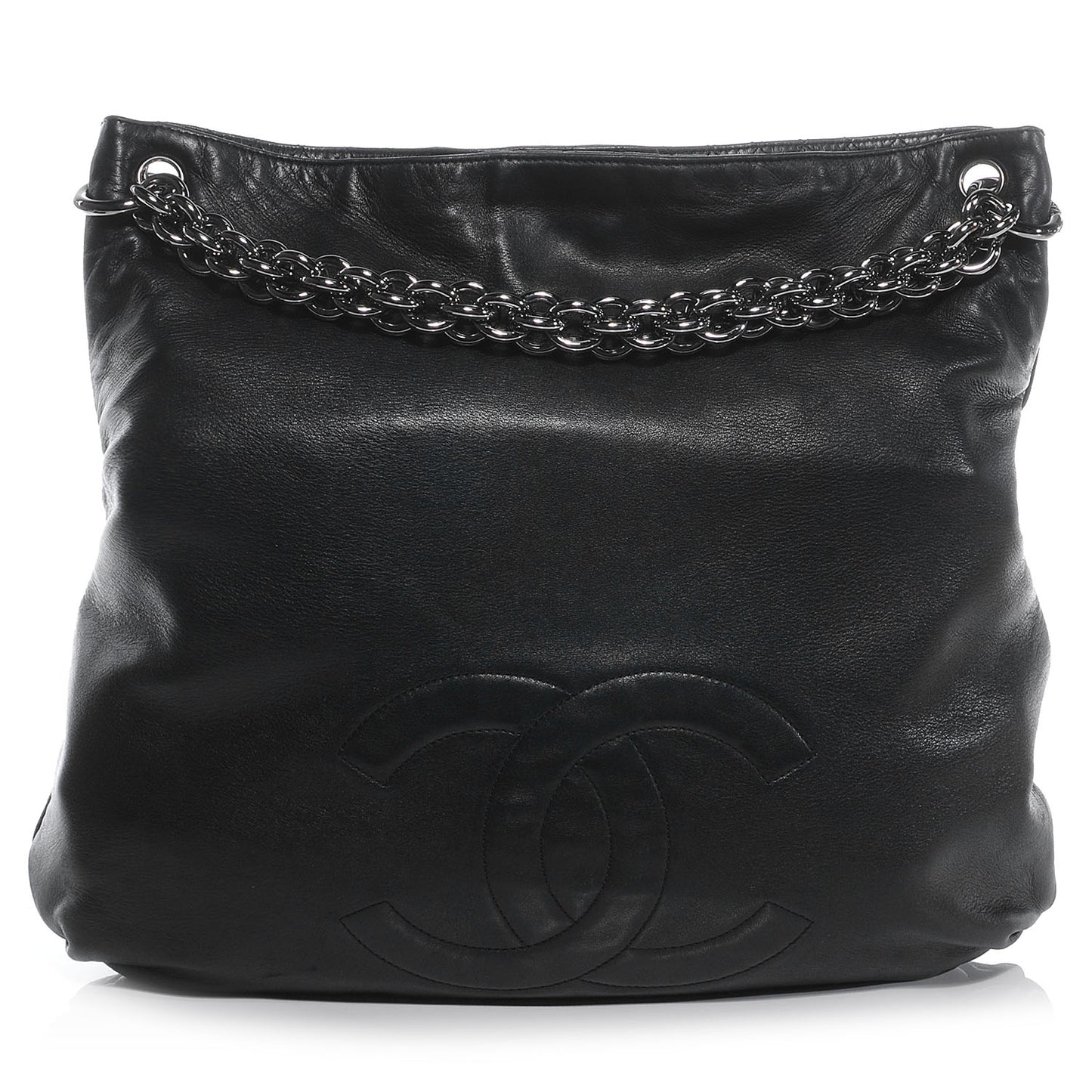 Lambskin Soft and Chain Large Hobo Black