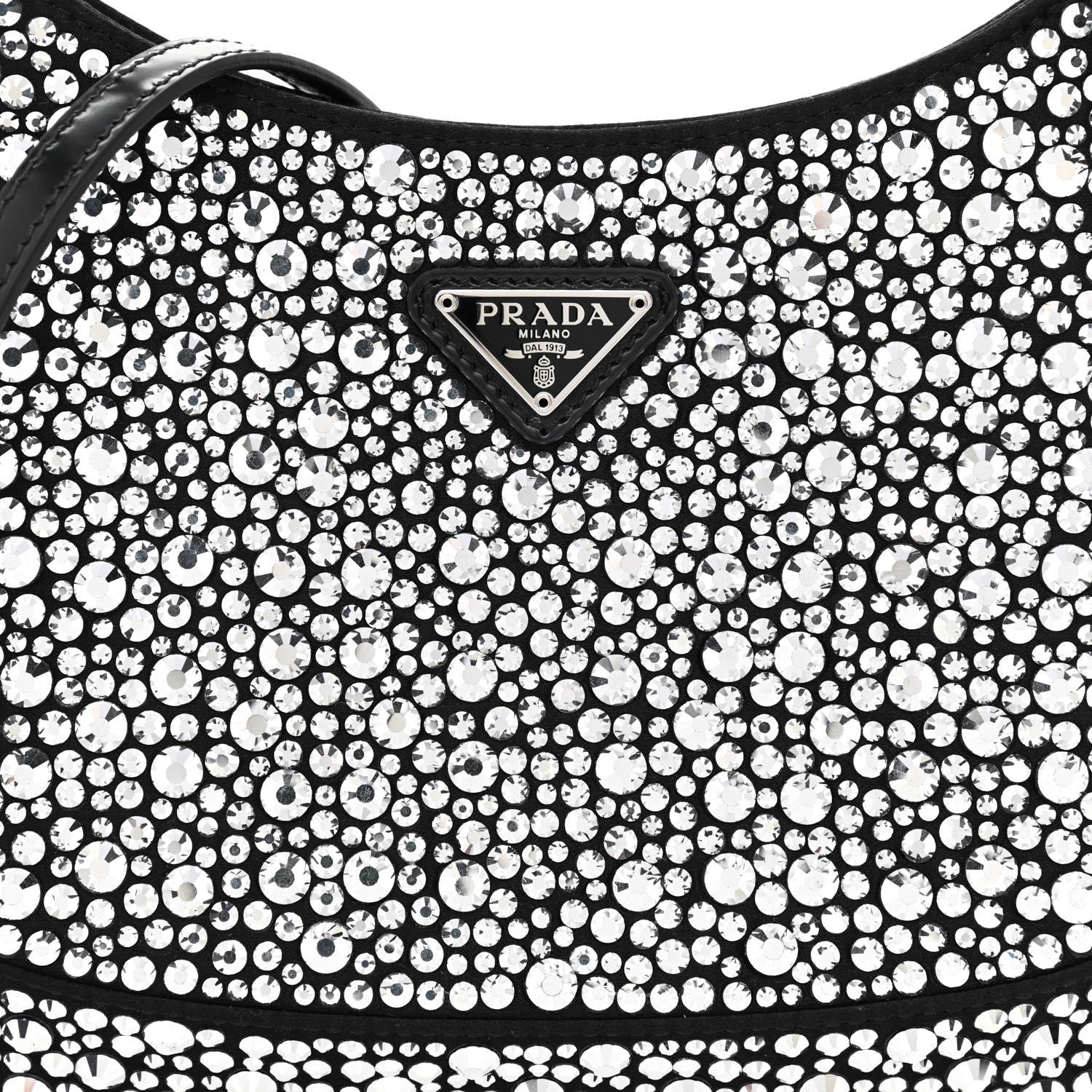 Prada Satin Crystal Cleo Adjustable Strap Shoulder Bag Metal 8 of 11