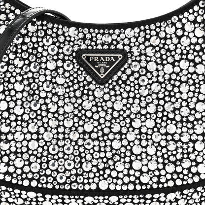 Prada Satin Crystal Cleo Adjustable Strap Shoulder Bag Metal 8 of 11