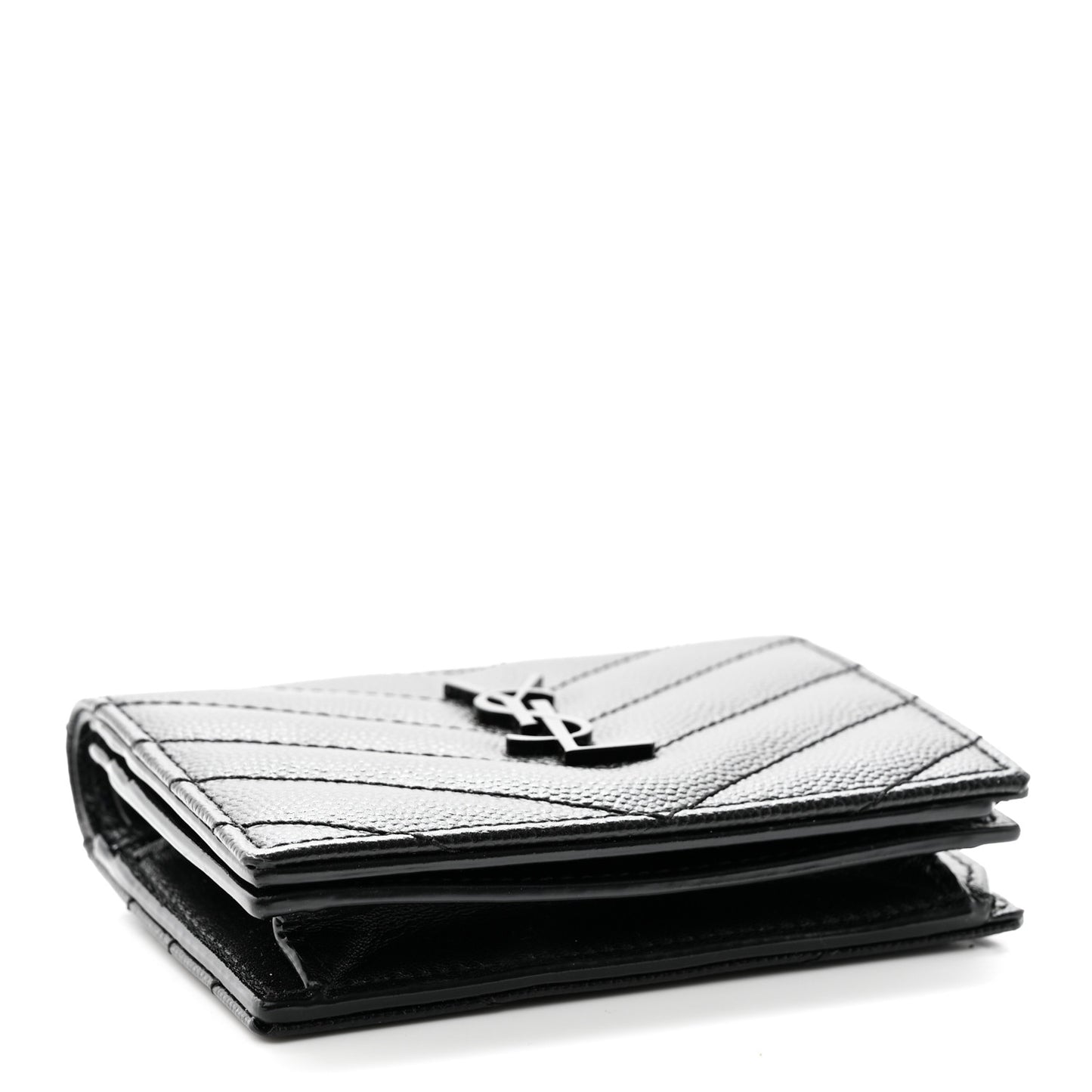 Grain De Poudre Matelasse Chevron Monogram Card Case Black