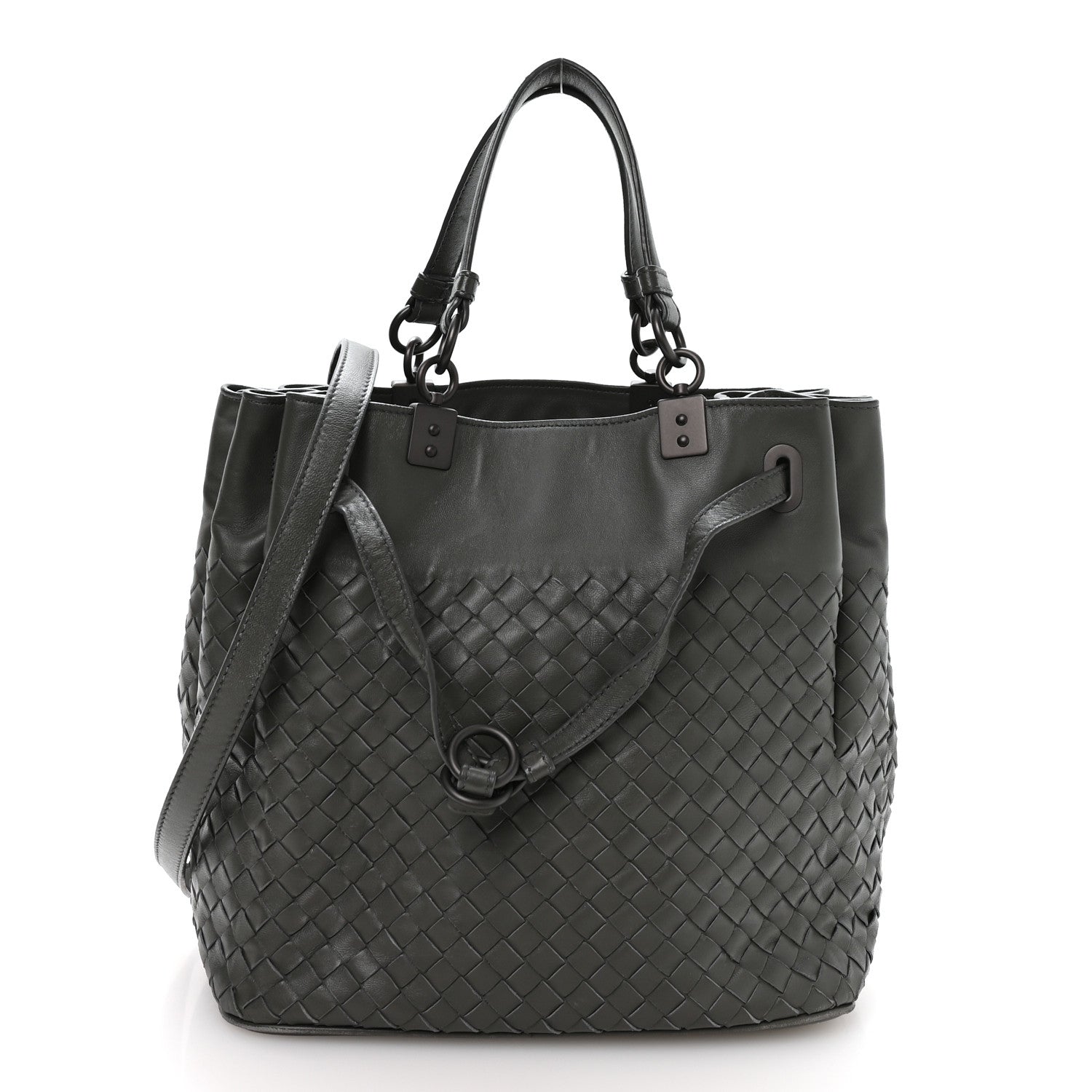 Bottega Veneta Nappa Intrecciato Drawstring Bucket Bag Grey 1 of 10