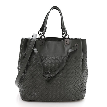 Bottega Veneta Nappa Intrecciato Drawstring Bucket Bag Grey 1 of 10