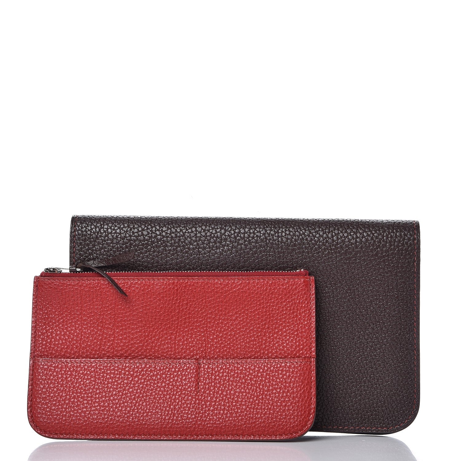 Hermes Togo Dogon Duo Wallet Chocolate Rouge Garance 3 of 14