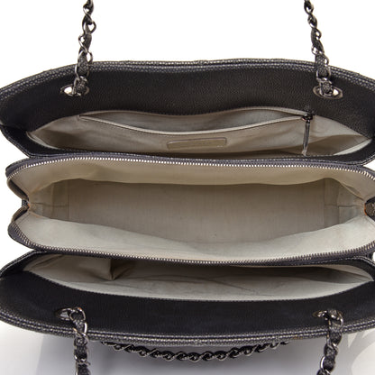 Chanel Metallic Caviar Quilted CC Tote Dark Silver 10 of 22