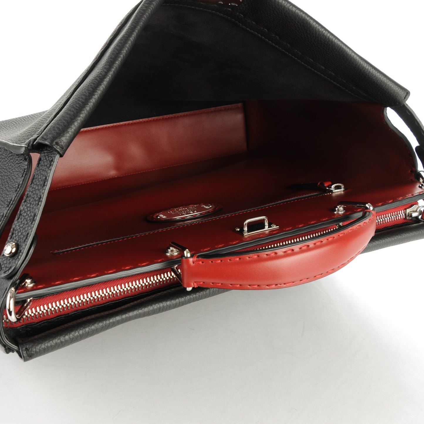Cuoio Romano Selleria Vitello Zeus Large Mens Peekaboo Iconic Essential Satchel Black Rosso