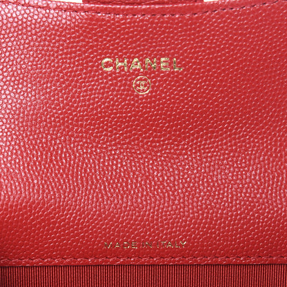 Chanel Caviar Quilted Flap Card Holder Wallet Red 6 of 8