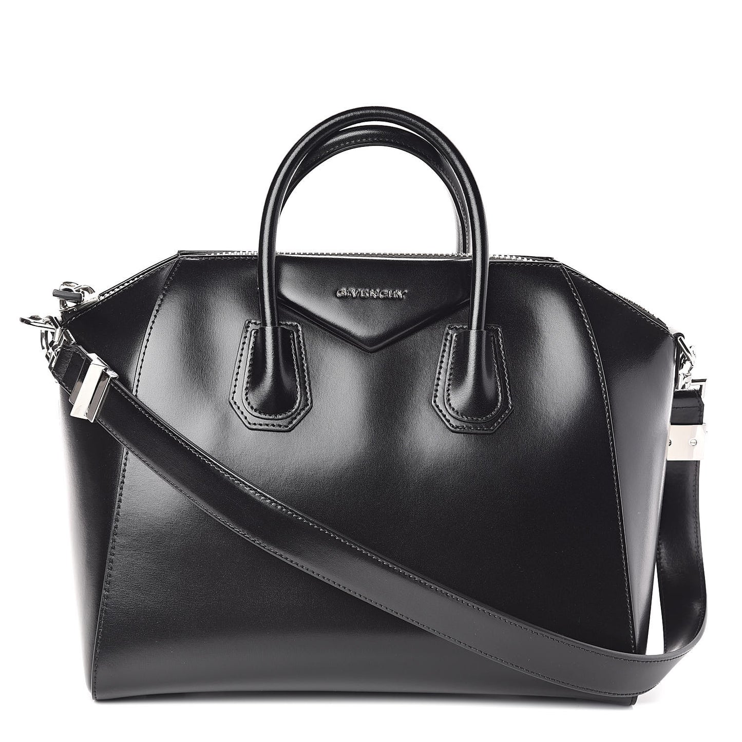 Shiny Lord Calfskin Medium Antigona Black