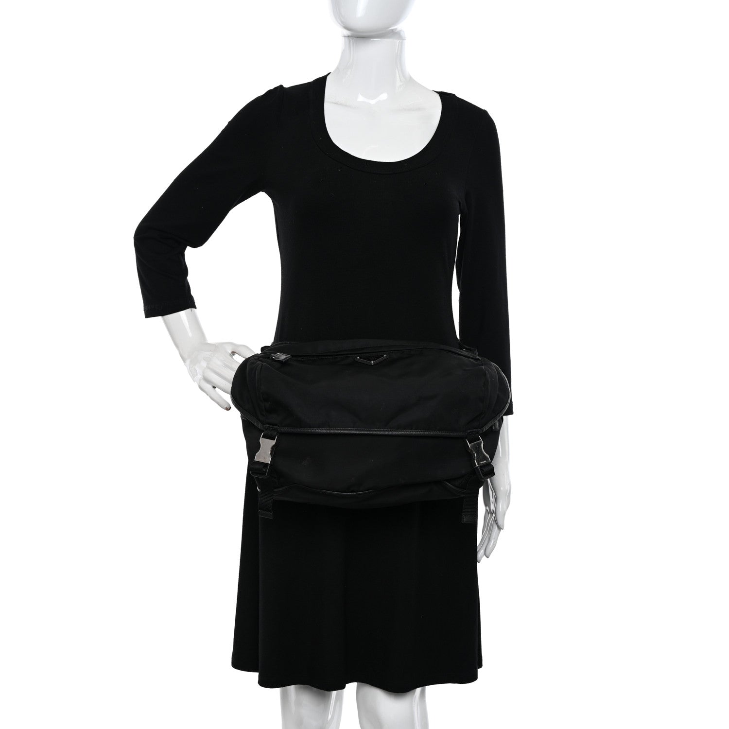 Prada Re-Nylon Saffiano Sling Bag Black 2 of 15