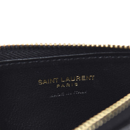 Saint Laurent Grain De Poudre Matelasse Chevron Monogram Fragments Zippered Card Case Coal 5 of 7