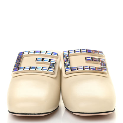Gucci Malaga Kid Crystal Square G Madelyn Mules 35 Vintage White 2 of 10