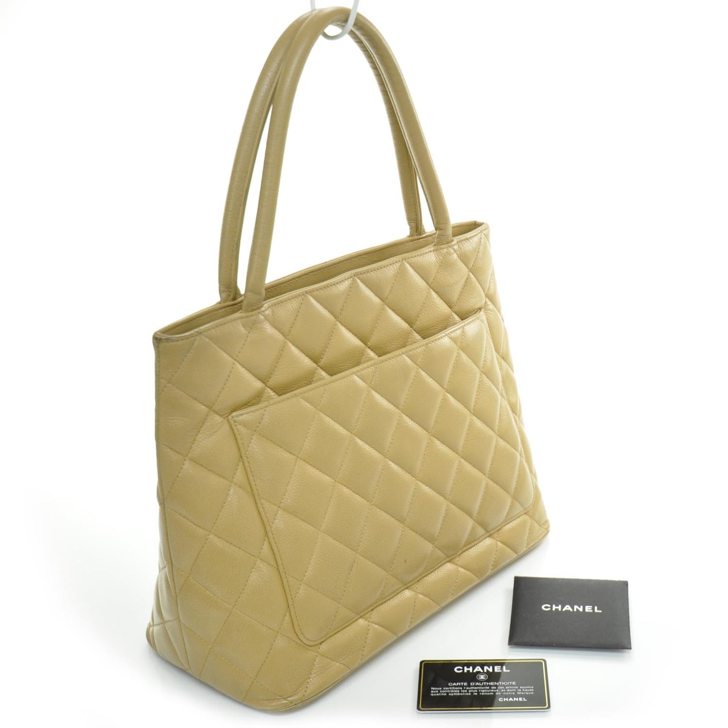 Caviar Quilted Medallion Tote Beige