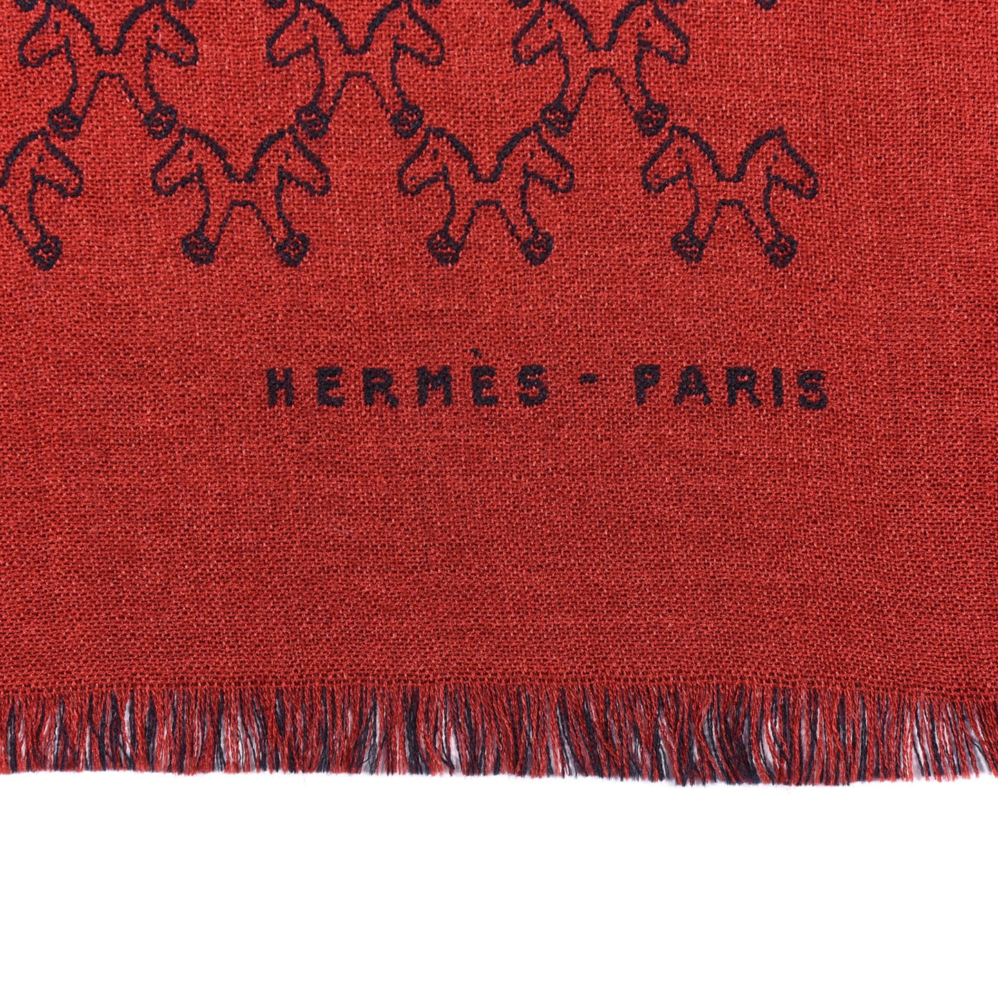 Cashmere Silk Reversible Horses Muffler Marine Rouge Profond