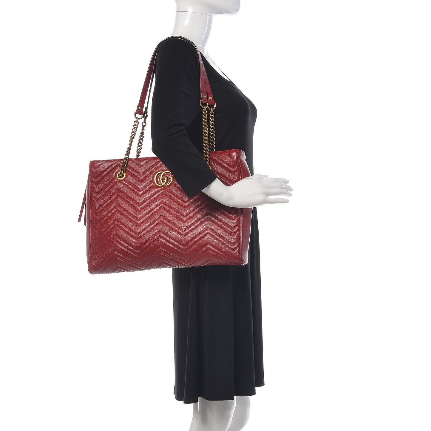 Azalea Calfskin Matelasse Medium GG Marmont Slim Tote Romantic Cerise