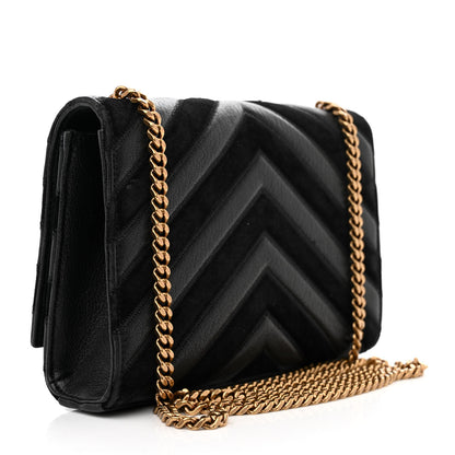 Saint Laurent Suede Calfskin Small Classic Y Quilted Monogram Kate Satchel Black 3 of 13