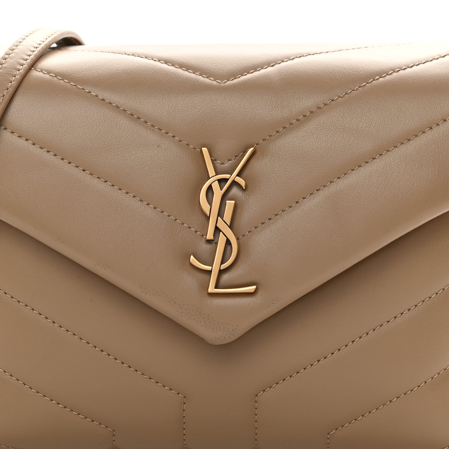 Saint Laurent Calfskin Y Quilted Monogram Toy Loulou Crossbody Bag Dark Latte 8 of 12