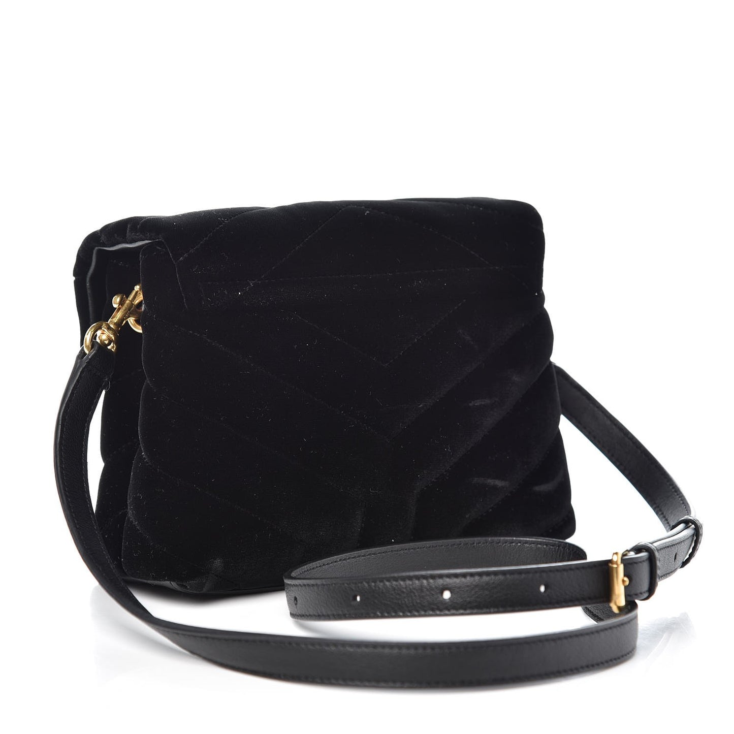 Velvet Y Quilted Monogram Toy Loulou Chain Satchel French Black