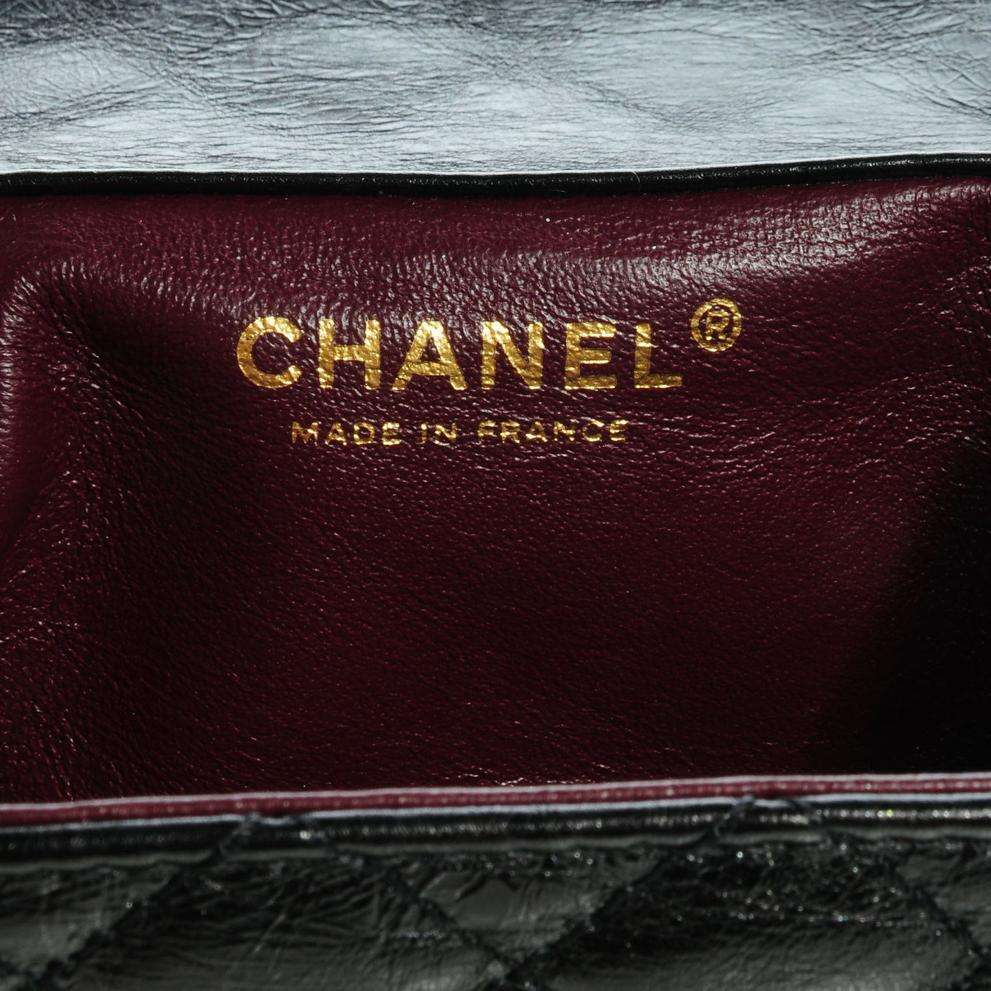 Glazed Calfskin Quilted Reissue Double Flap Clutch Black