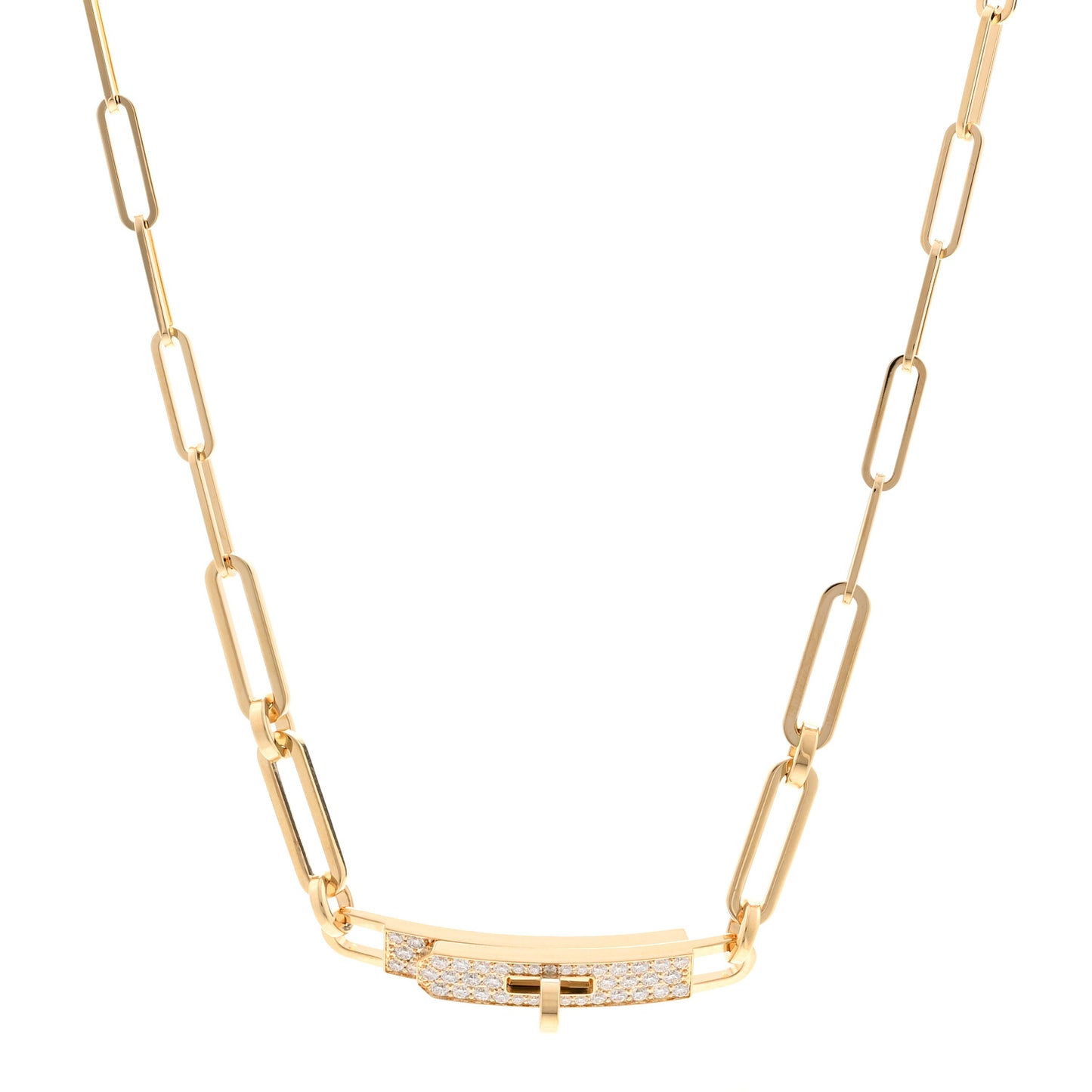 18K Yellow Gold Diamond Pave Kelly Chaine Choker Necklace