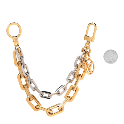 Louis Vuitton Metal LV Edge Chain Bag Charm Silver Gold 2 of 5