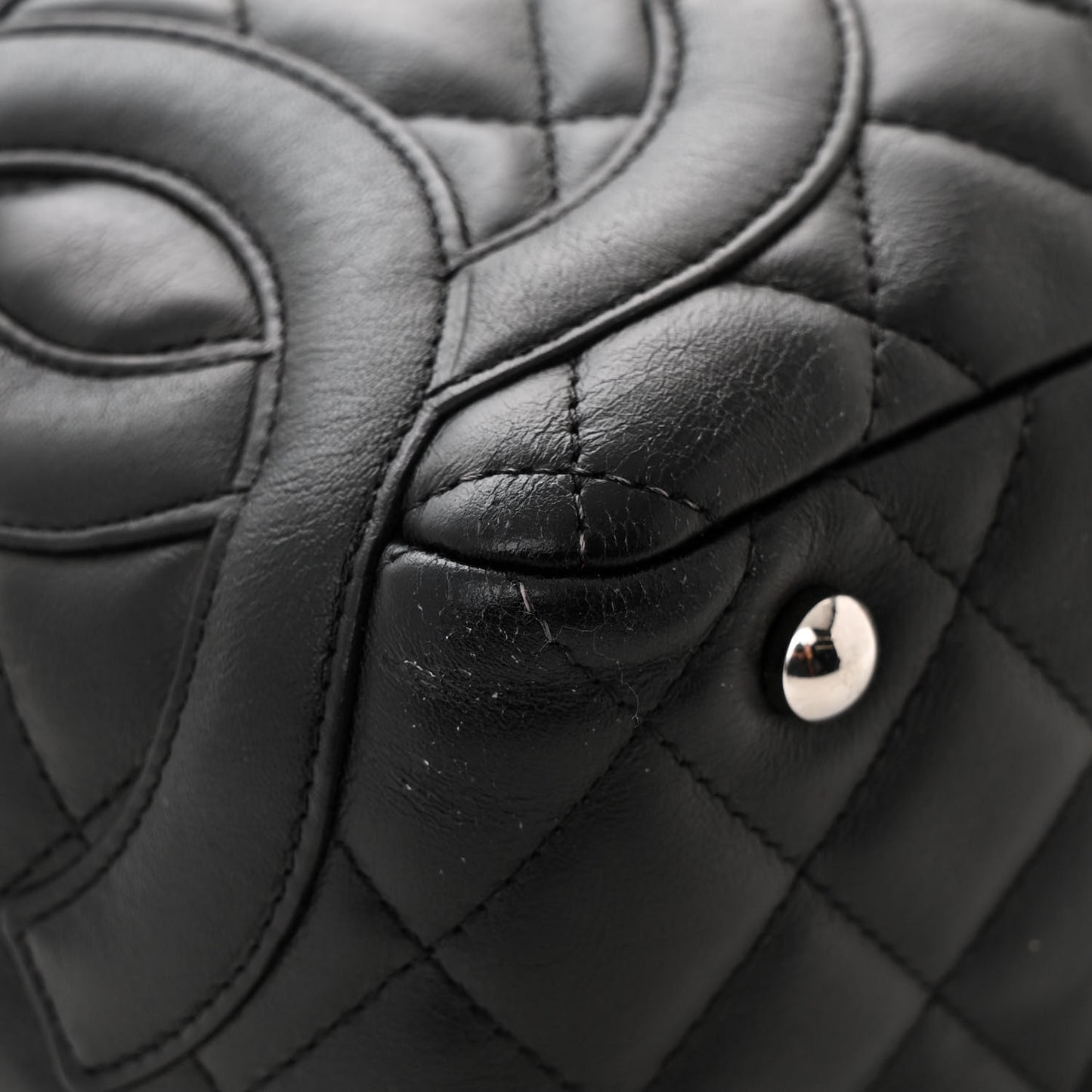 Calfskin Quilted Large Cambon Bowler Black