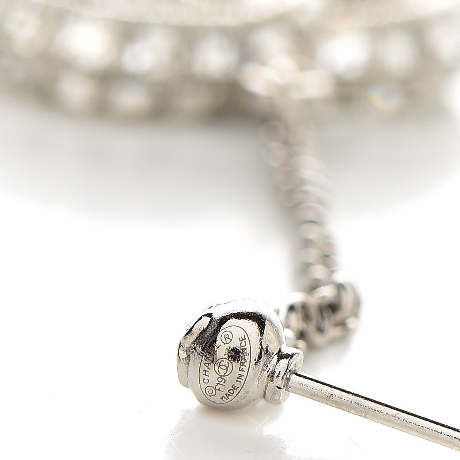 Chanel Crystal Baguette CC Dangle Earrings Silver 4 of 6