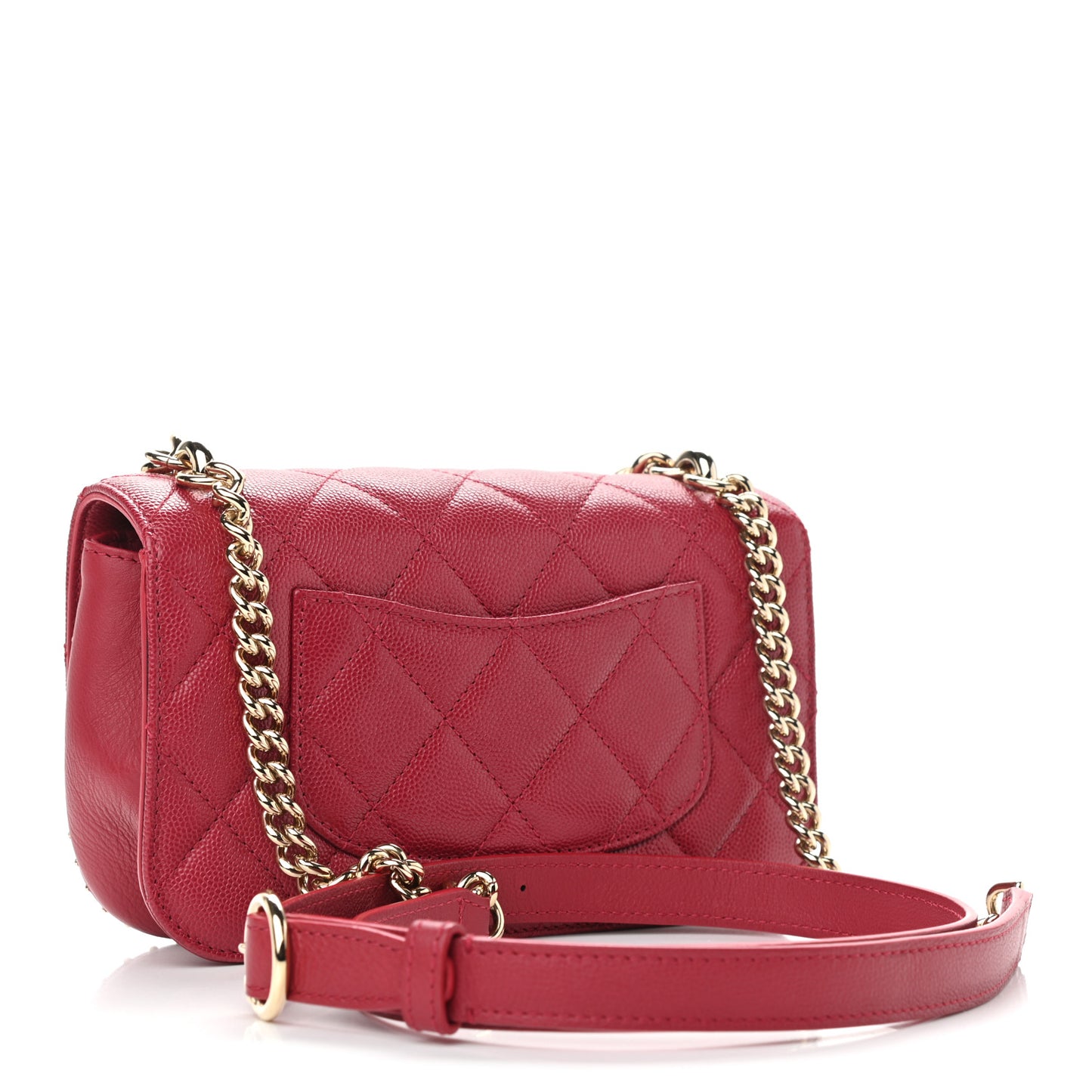 Caviar Quilted Mini Studded Flap Red