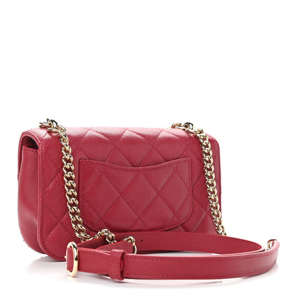 Chanel Caviar Quilted Mini Studded Flap Red 3 of 12