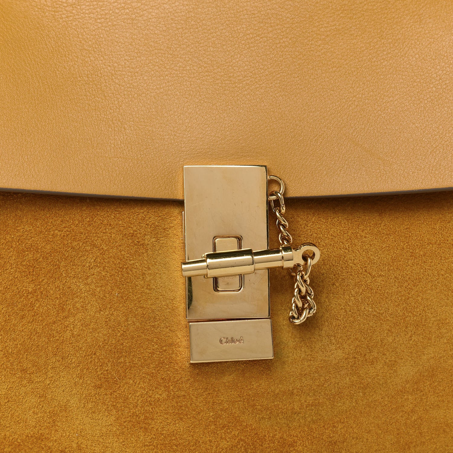 Chloe Suede Smooth Calfskin Drew Shoulder Bag Dark Ochre 8 of 8