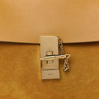 Chloe Suede Smooth Calfskin Drew Shoulder Bag Dark Ochre 8 of 8