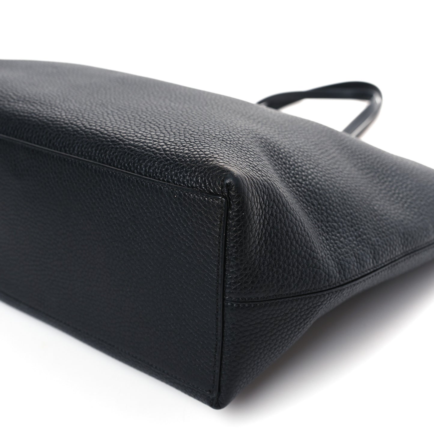 Grained Calfskin Rockstud Shoulder Tote Black