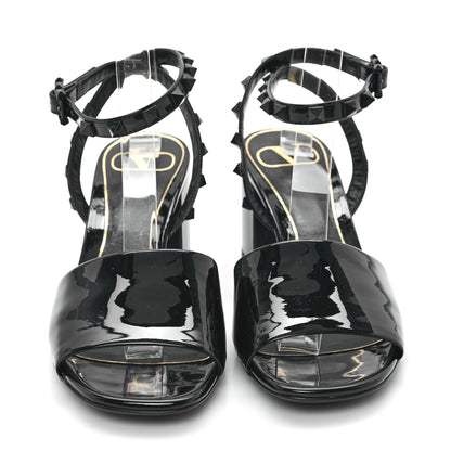 Valentino Garavani Patent Rockstud Block Ankle Strap 60mm Sandals 36.5 Black 3 of 10