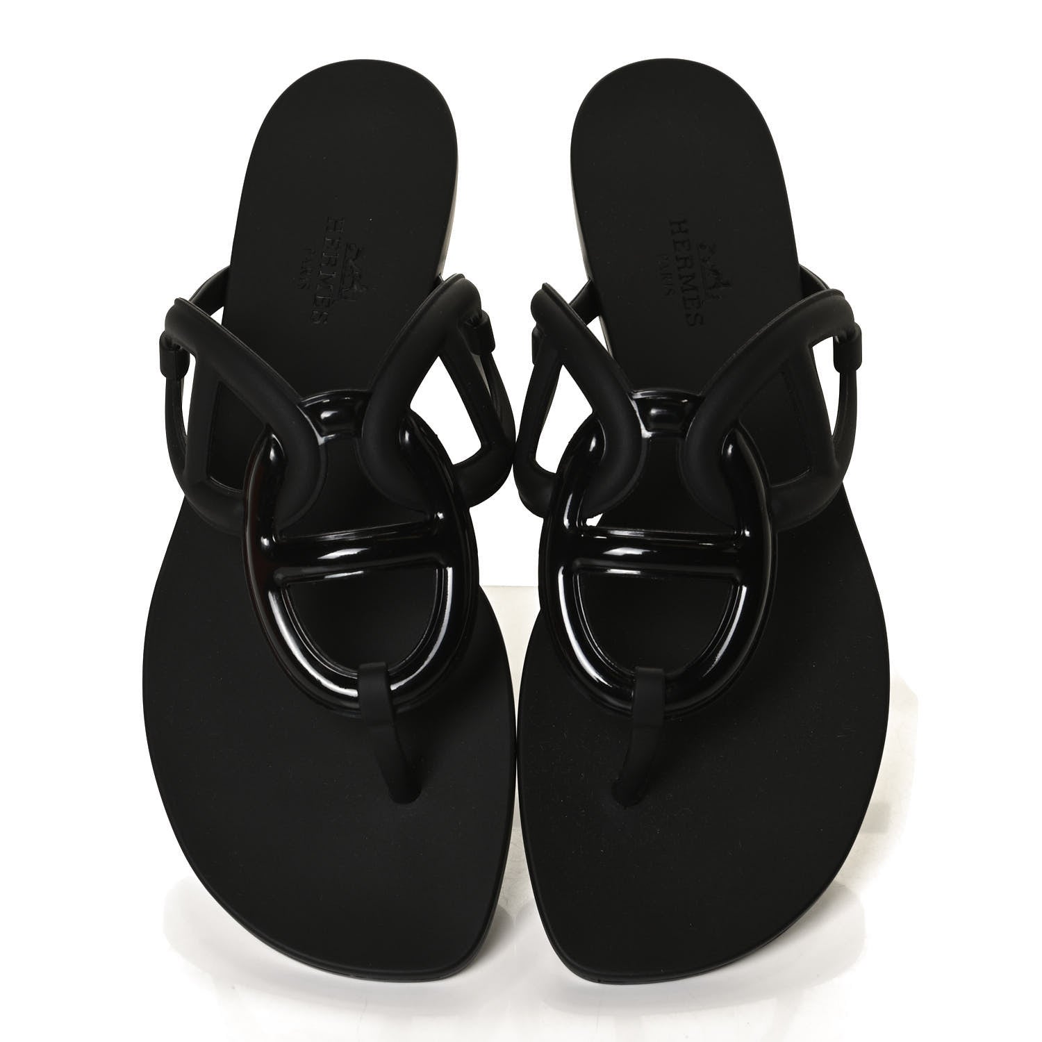 Hermes Rubber Womens Egerie Sandals 37 Black 4 of 9