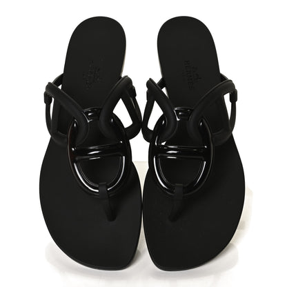 Hermes Rubber Womens Egerie Sandals 37 Black 4 of 9
