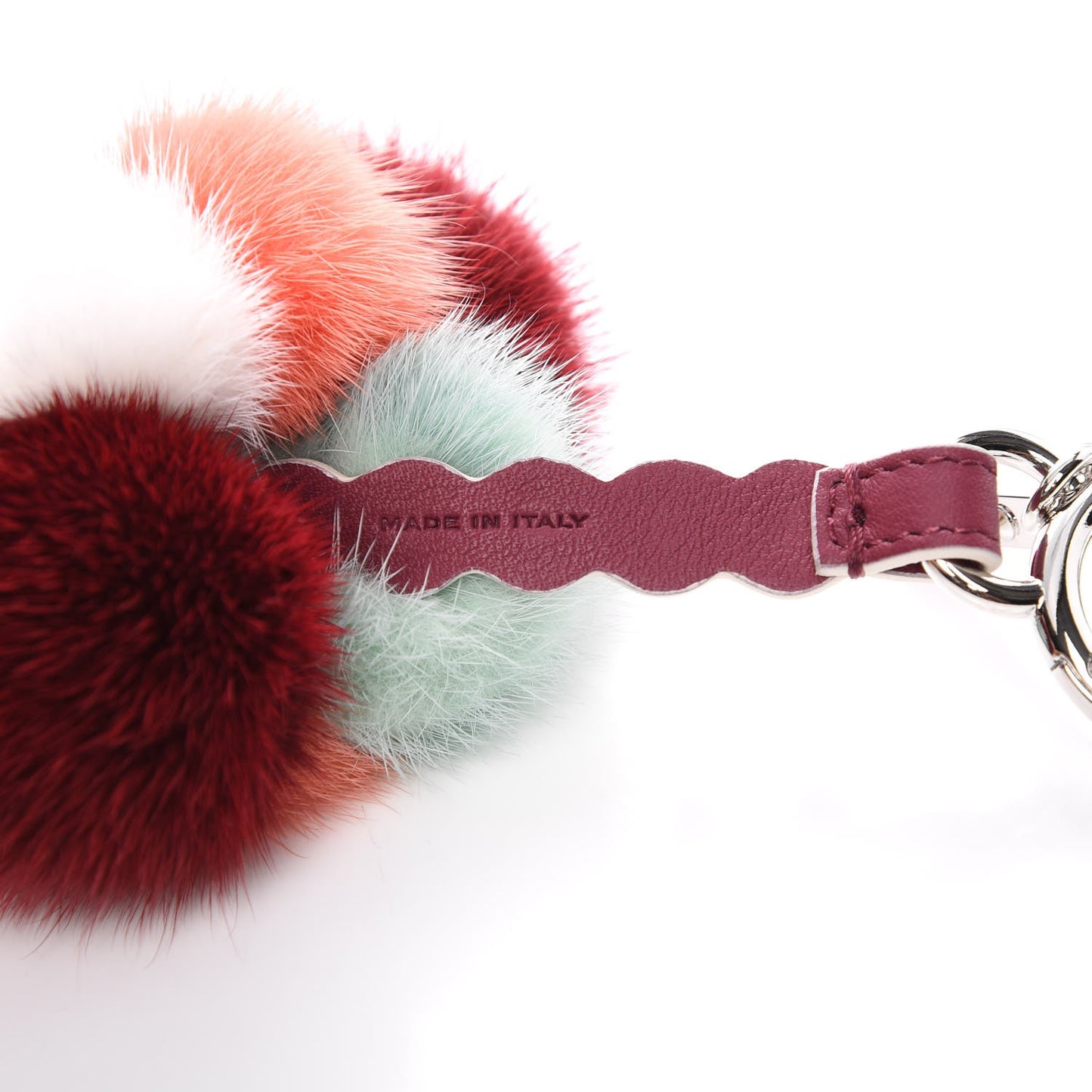 Mink Fur Calfskin Fun Fair Bag Charm Multicolor