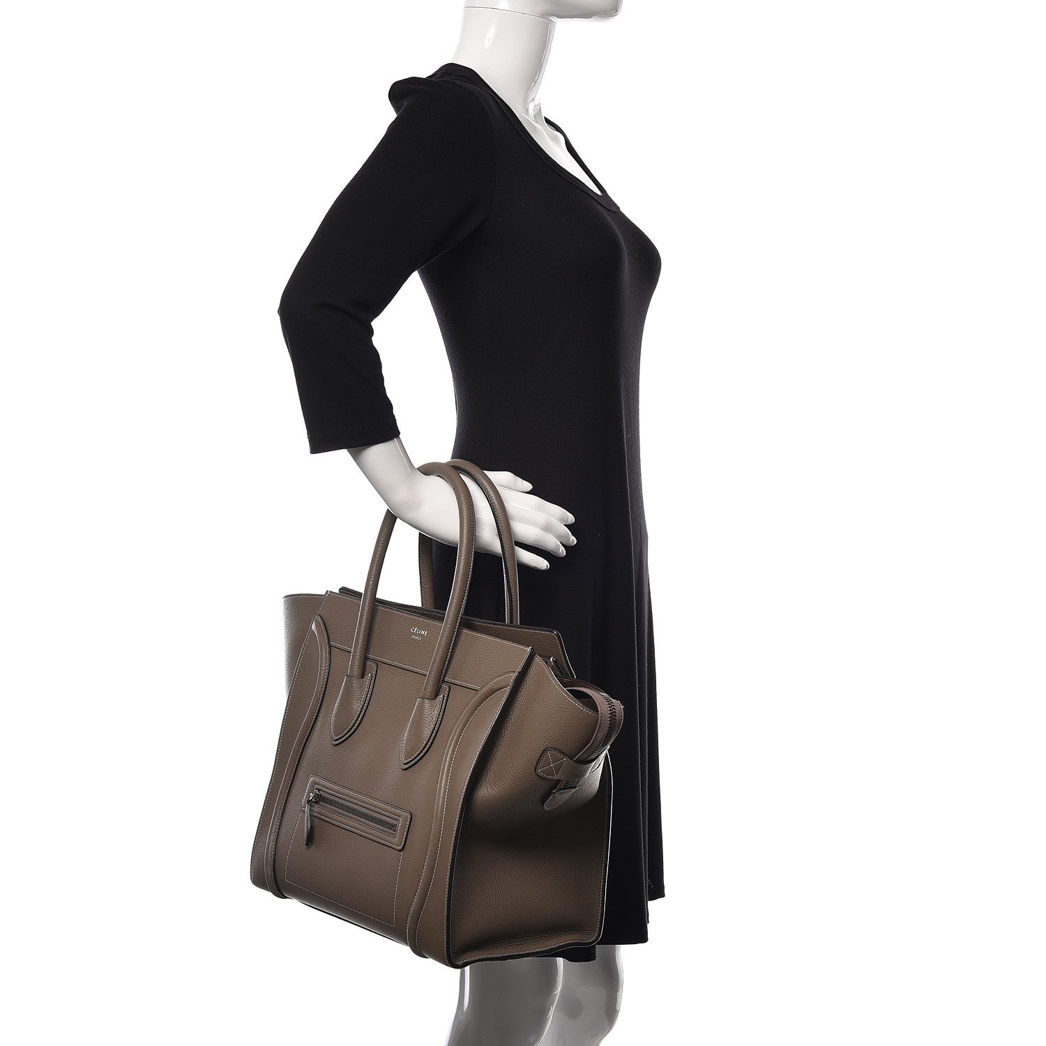 Celine Drummed Calfskin Mini Luggage Souris 2 of 10