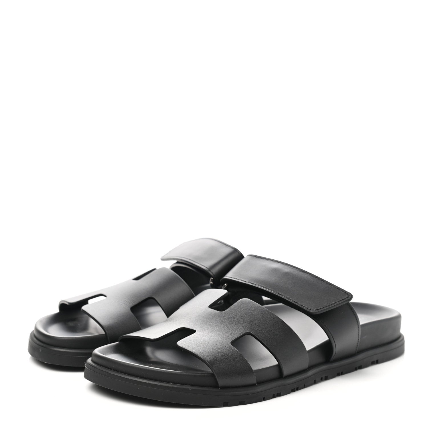 Hermes Calfskin Womens Chypre Sandals 39 Black 3 of 9