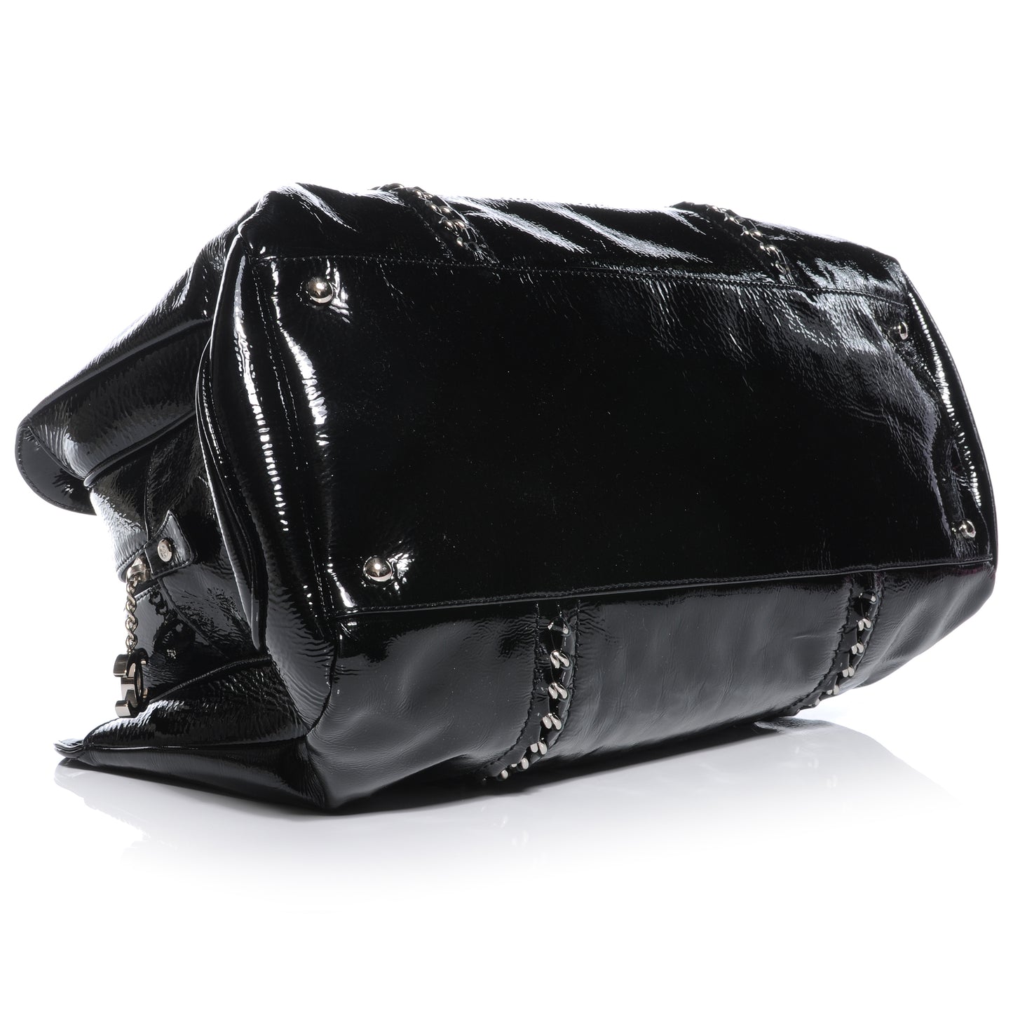 Patent Calfskin Large Luxe Ligne Tote Black