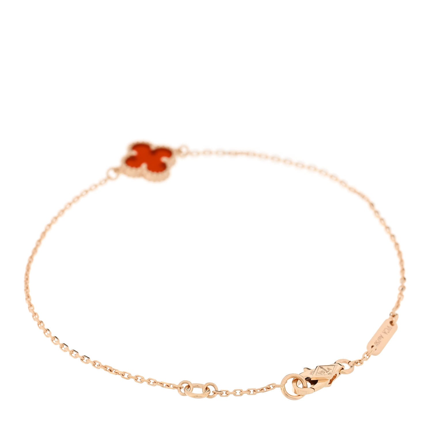 Van Cleef & Arpels 18K Rose Gold Carnelian Sweet Alhambra Bracelet 2 of 5