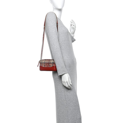 Chanel Tweed Calfskin Small Gabrielle Clutch With Chain Red 2 of 10