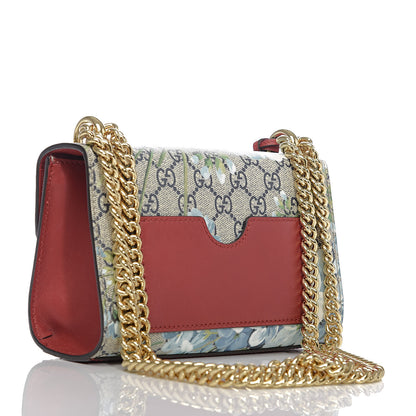 Gucci GG Supreme Monogram Blooms Small Padlock Shoulder Bag Beige Blue Navy Hibiscus Red 3 of 10
