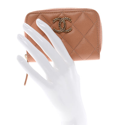 Chanel Caviar Quilted Perforated CC Zip Coin Purse Pink 2 of 8
